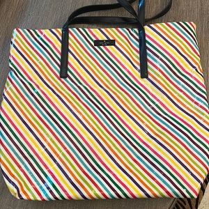 Striped multi color kate spade tote